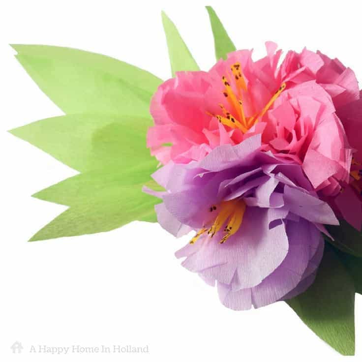 Crepe Paper Flower Tutorial - Learn how to make pretty exotic flower sprays using just colored crepe-paper and florists wire