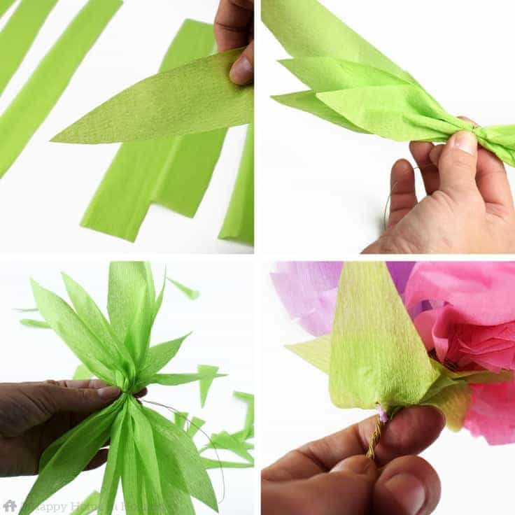 Crepe Paper Flowers Tutorial - Learn how to make pretty exotic flower sprays using just colored crepe-paper and florists wire