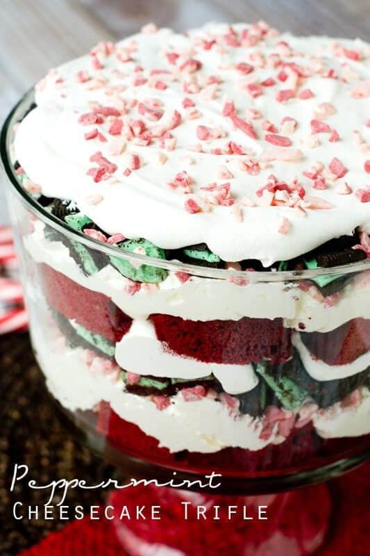 Peppermint Cheesecake Trifle – Tastes of Lizzy T - 14 Easy Dessert Recipes and Christmas Potluck Ideas featured on Kenarry.com