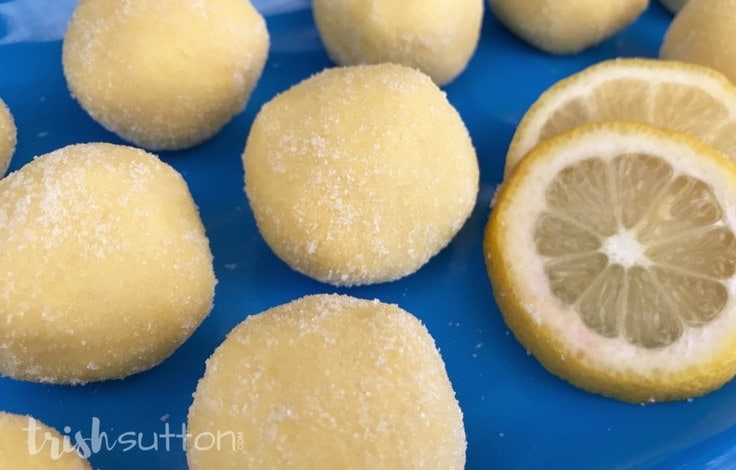 Lemon Truffles with Four Simple Ingredients on a blue plate