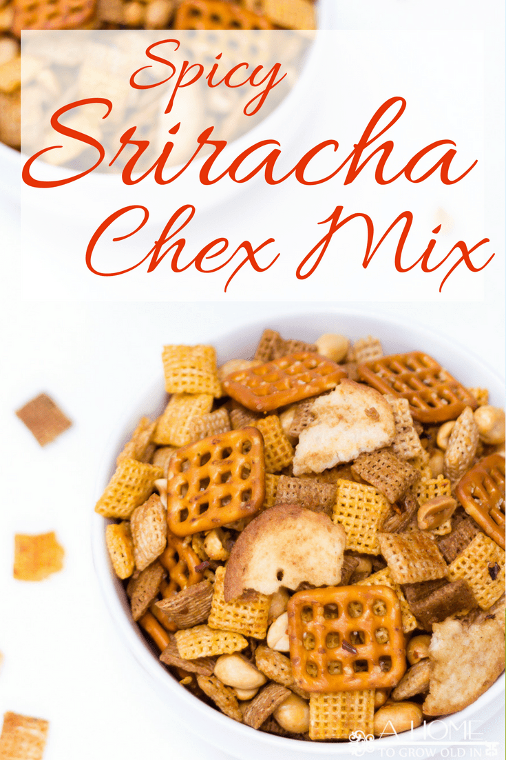 This spicy Sriracha Chex mix is the perfect appetizer or snack recipe for your next holiday get-together!