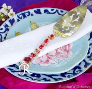 Make a Beaded Cake Server by embellishing a silver cake server with sparkling crystal beads and a fancy monogram charm. What a pretty handmade gift!