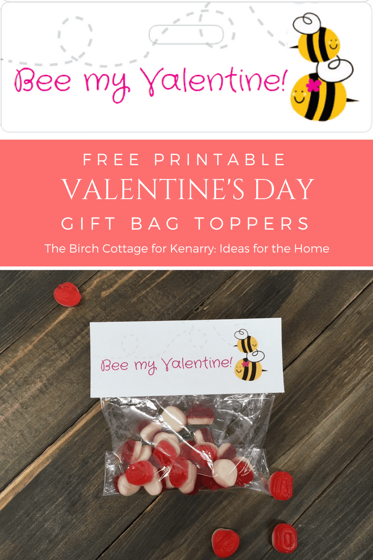 Bee My Valentine Valentine's Day Valentine Gift Bag Toppers by The Birch Cottage
