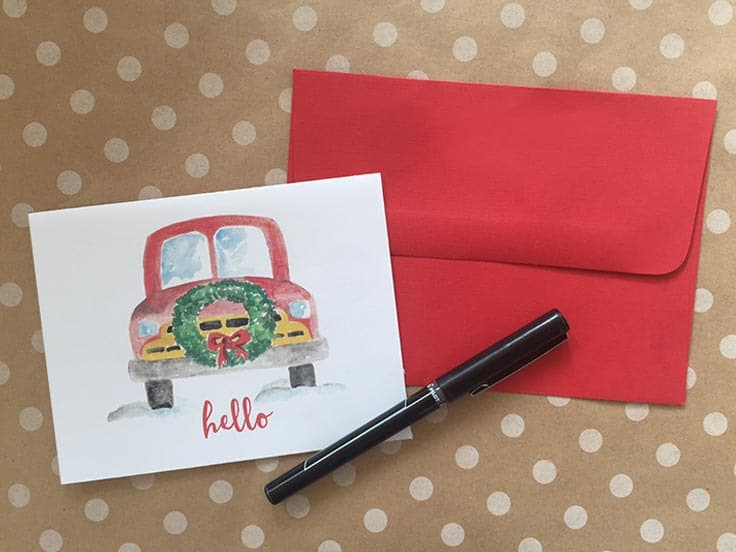 FREE Watercolor Note Cards for Winter