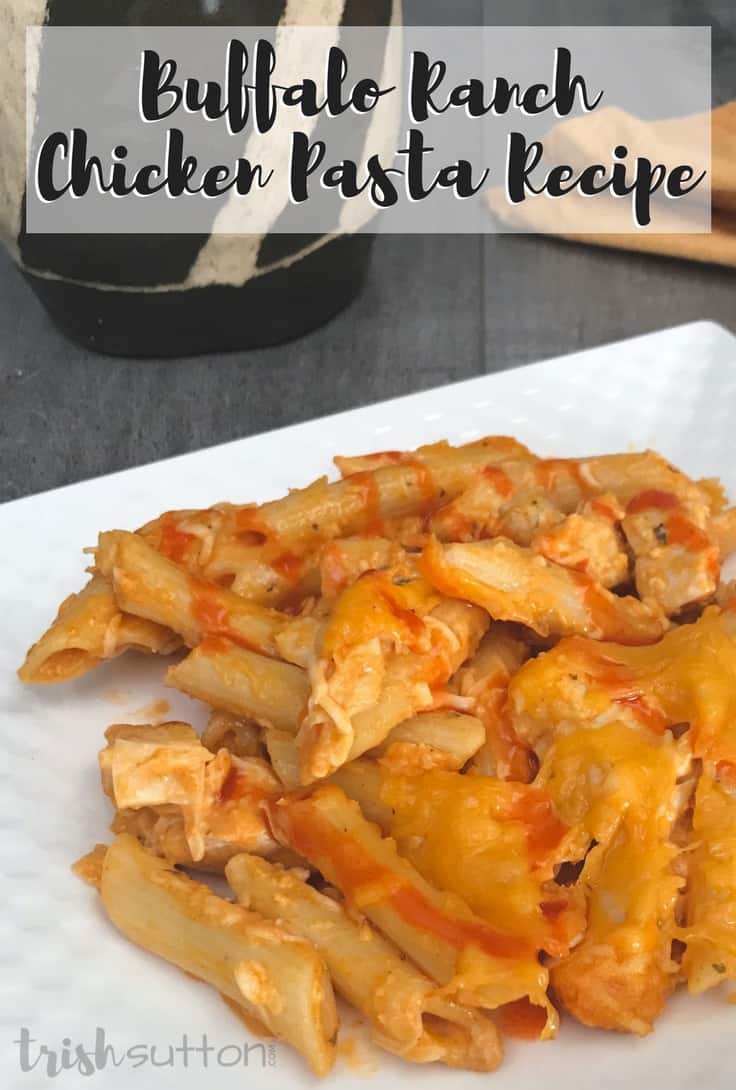 This cheesy Buffalo Ranch Chicken Pasta Recipe combines buffalo sauce and ranch dressing over penne pasta for one the best flavor combinations ever created! Prepare an easy dinner that your family will ask for over and over. #pasta #comfortfood #kenarry
