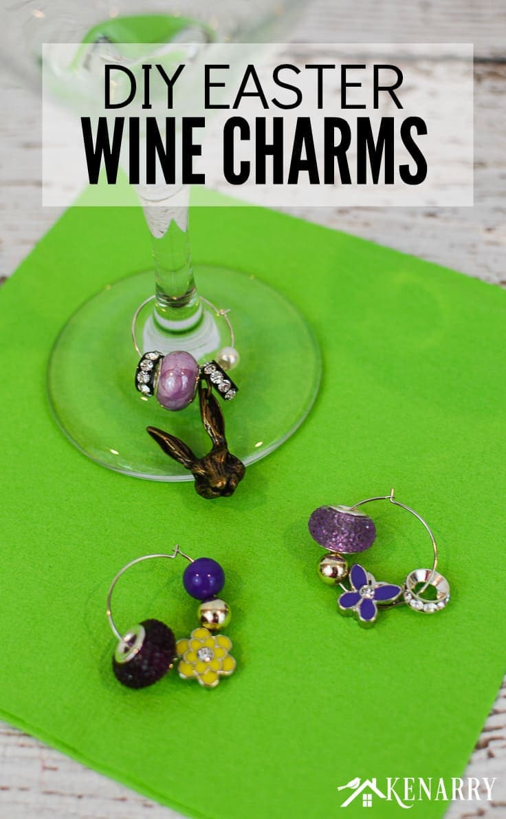6 wine charms Bunny Rabbit Wine Charm Glass Tag Identifier Easter Party Favors Easter Gifts Easter Wine Charms Bunny Kisses and Easter Wishes Wine Charms 