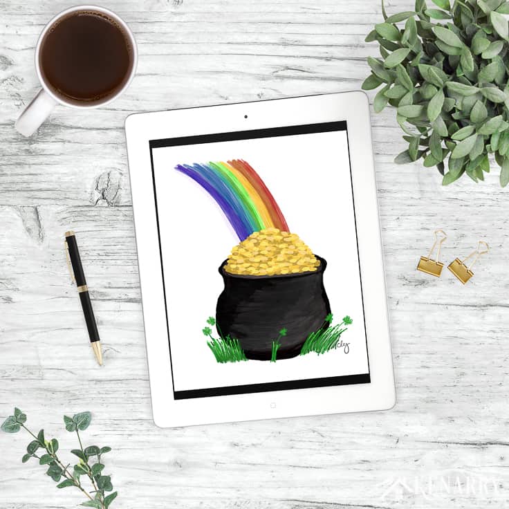 This budget friendly St. Patrick's Day Pot of Gold Art would be great to use as clip art or to print and frame as home decor. You'll find it exclusively in the Ideas for the Home by Kenarry® shop on Etsy.