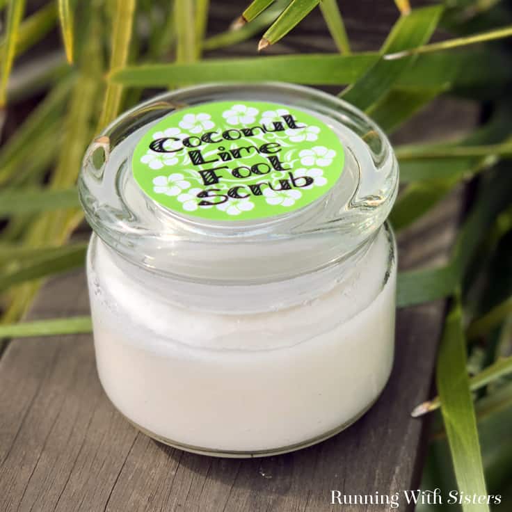 Make your own refreshing Coconut Lime Foot Scrub, then download and print the label to create a pretty gift craft in a jar!