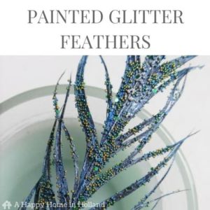 DIY Painted Glitter Feather Idea - head over to ahappyhomeinholland.com for the tutorial.