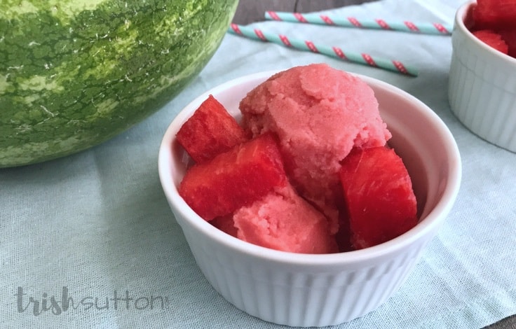 Watermelon Soft Serve | Creamy Two Ingredient Recipe; TrishSutton.com