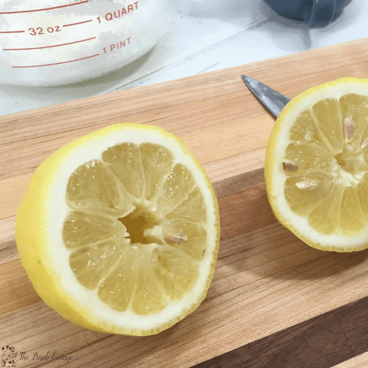 A lemon sliced in half