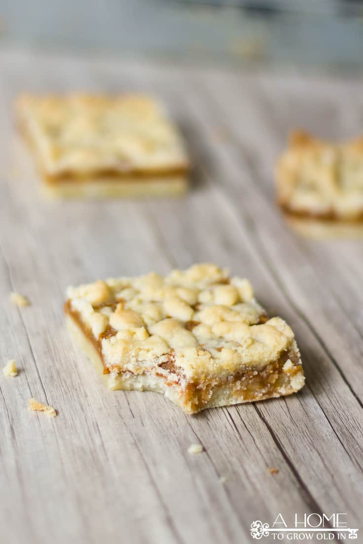 These salted caramel butter bars are too good to turn down.  The salty sweet combination is just perfect for any summer gathering you're planning. #caramel #dessertrecipes #saltedcaramel #dessertbars #summerdesserts 