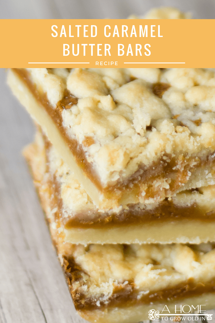 These salted caramel butter bars are too good to turn down.  The salty sweet combination is just perfect for any summer gathering you're planning. #caramel #dessertrecipes #saltedcaramel #dessertbars #summerdesserts 