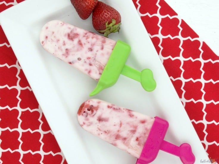 Strawberry Vanilla Yogurt Popsicles simple summer treat 