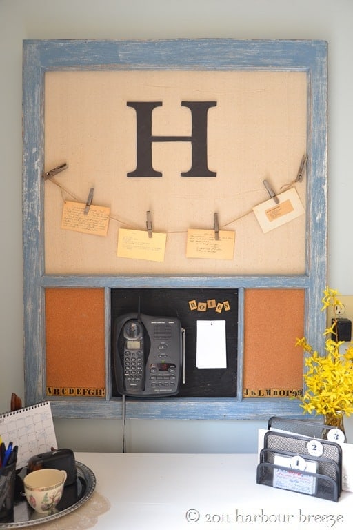 Transform an old antique window into a message board