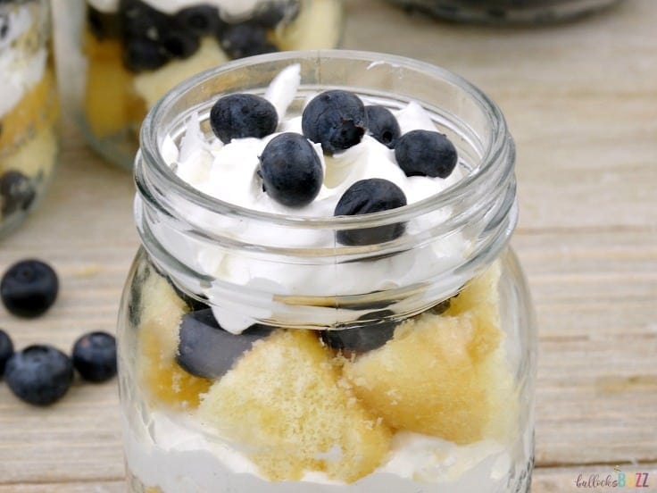 Blueberry Shortcake Trifles top with blueberries
