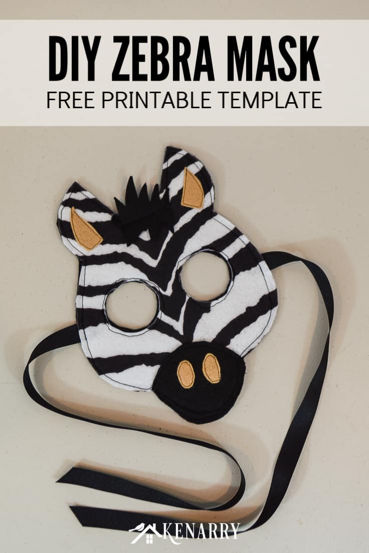 Make a DIY zebra mask for a kids jungle costume for dress-up, Halloween or school parades. This mask works great as Zeke the zebra from Zoophonics for a cute kids' costume for preschool and kindergarten. #diyhalloweencostume #halloween #costume #halloween #kidscostumes #diycostumes #kenarry
