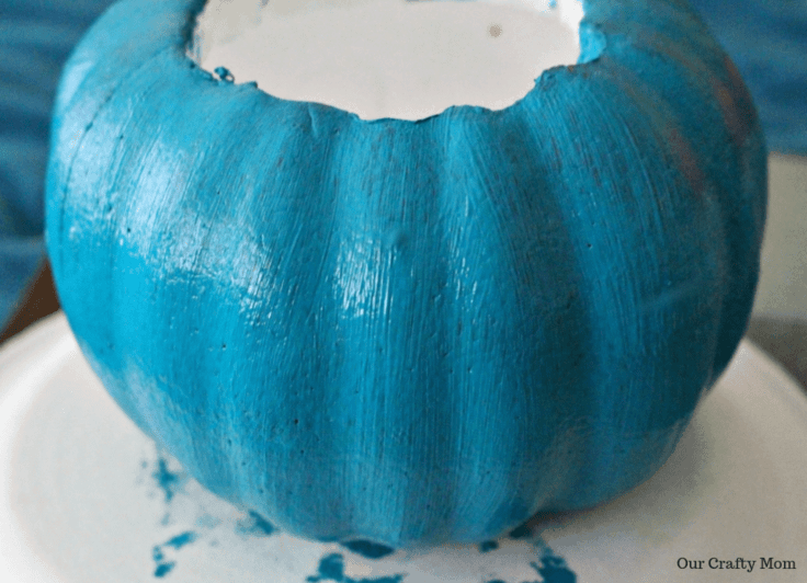 Painted Blue Foam Pumpkin Our Crafty Mom