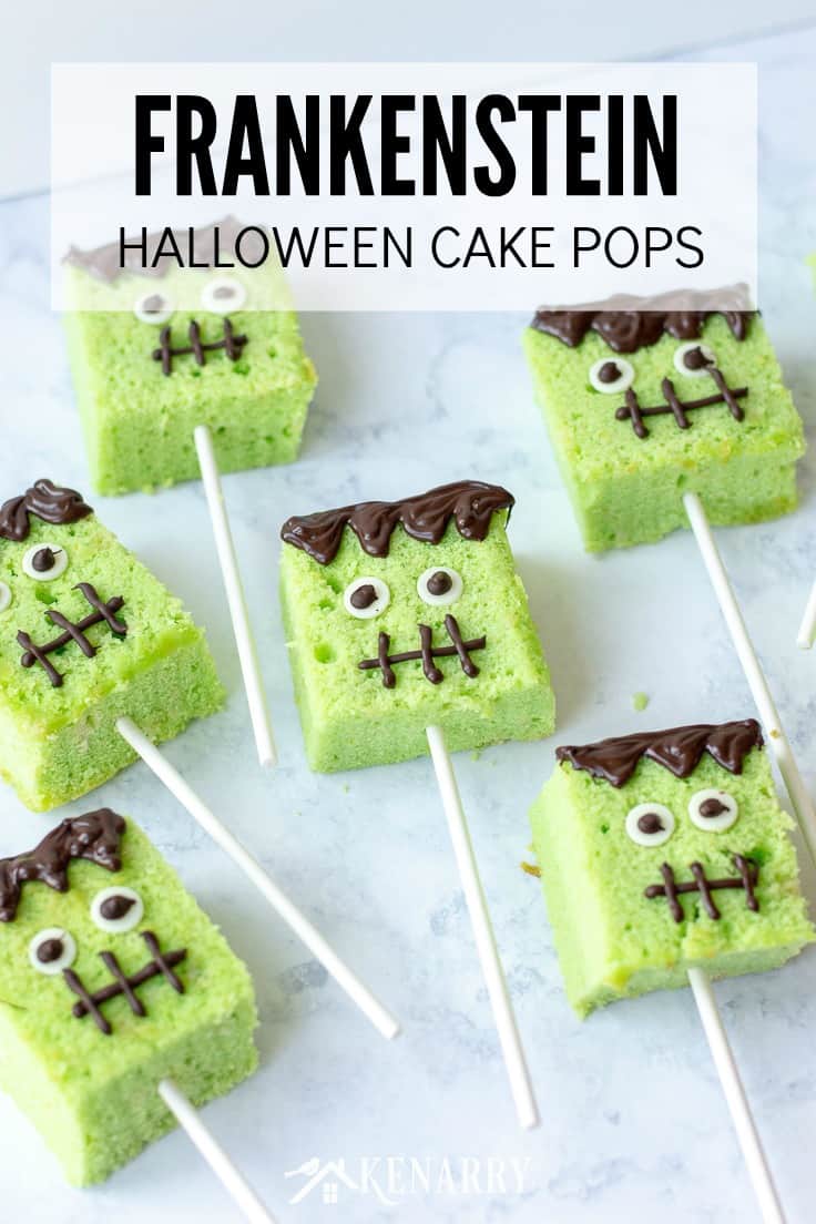 Learn how to make Halloween cake pops with this Frankenstein inspired tutorial. It's such a fun treat for a Halloween party. #easyrecipes #halloween #recipes #dessert #kidfriendlyrecipes