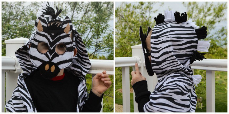 Make your own cute jungle animal costume using this zebra costume diy tutorial. It includes step-by-step instructions and a pattern for making the zebra head mask.