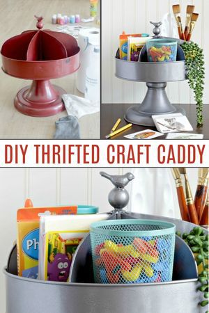 Spinning caddy upcycle to organize kids crafts
