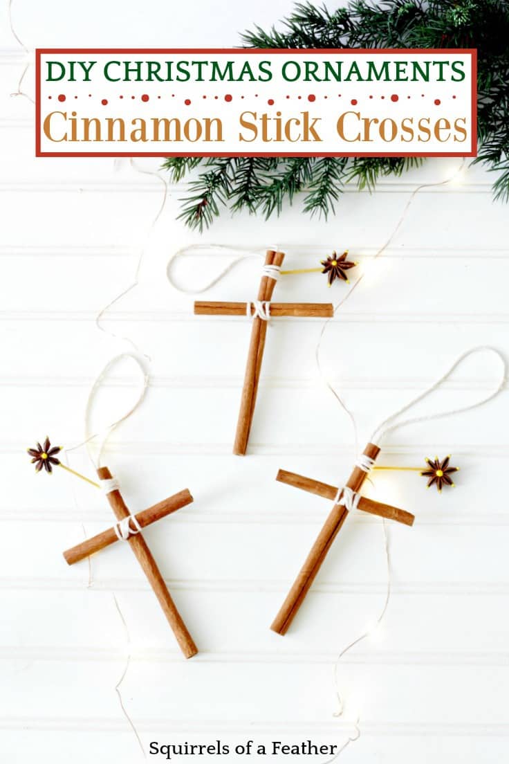 Find out how to make these beautiful homemade Christmas ornaments for your Christmas tree! These easy ornaments are made from cinnamon stick crosses with an anise star and smell totally amazing. It's a fun Christmas craft for kids to do! #diychristmas #christmas #kenarry