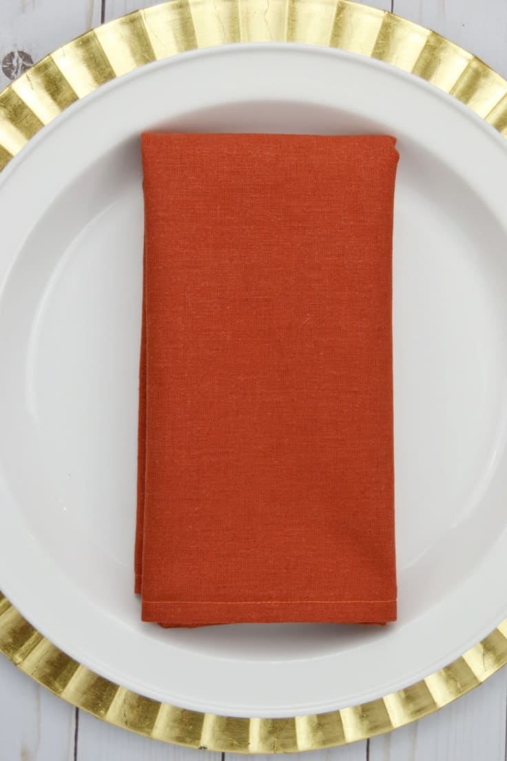 Cloth napkins help set apart special dinners by giving the table added elegance.  You can make these DIY Cloth Napkins in a matter of minutes.  #craftprojects #entertaining 