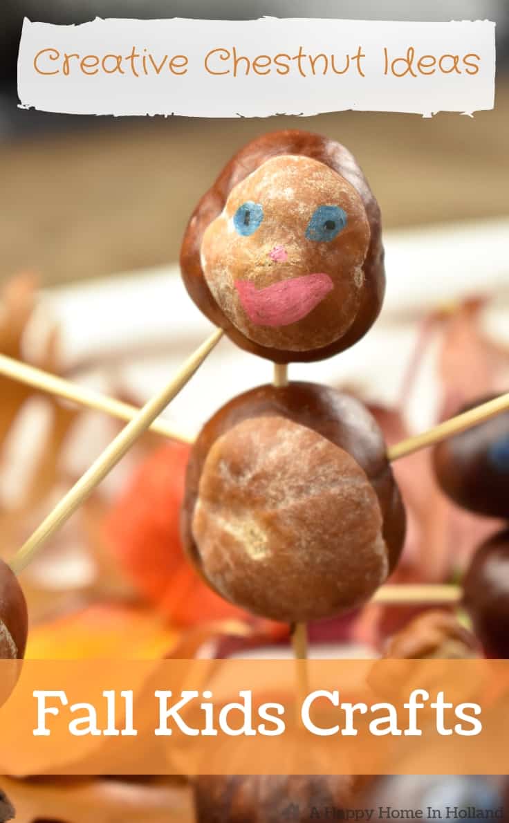 Learn how to make this easy fall art project of fun creative animals and characters using seasonal treasures found out and about and in the forest during the fall months. With a few chestnuts and pine cones, you'll be surprised just how many ideas the kids can come up with. #kidscrafts #fallart #kenarry