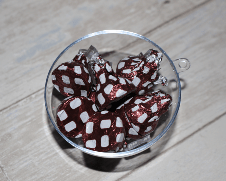 Chocolate kisses to put inside a glass ornament 