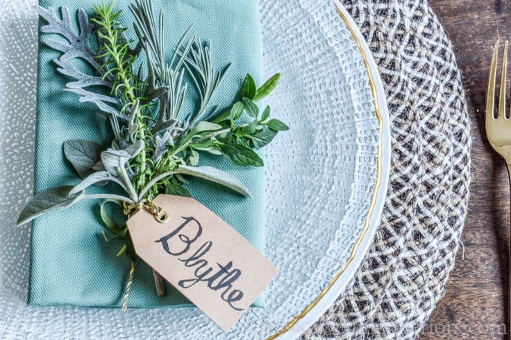 Create a beautiful holiday table setting with these simple herb bundle place card holders.
