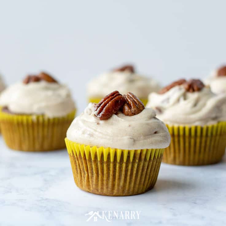 Need an easy dessert idea for a potluck or holiday party? These Easy Vegan Chocolate Cupcakes with Pecan Pie Frosting are sure to be a crowd-pleaser.