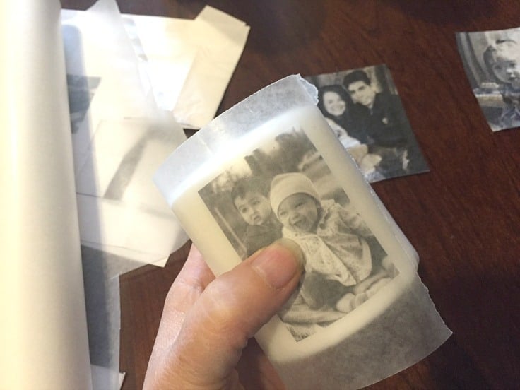 A photo printed on a piece of tissue wrapping paper