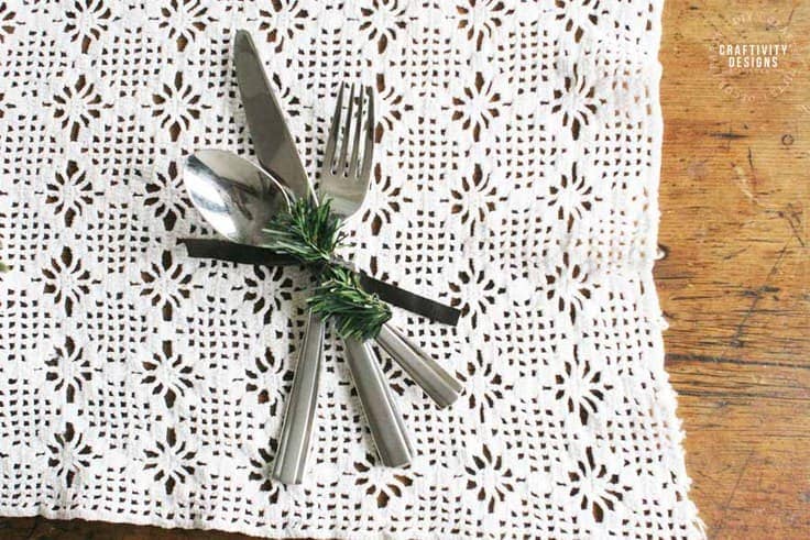 Make easy Christmas Napkin Rings with Leather and Evergreens.