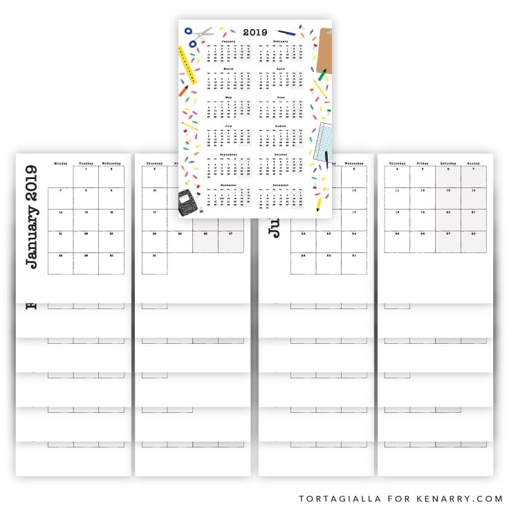 2019 Kids Planner Printable Pages on Kenarry.com / Here's a set of free printables to introduce and teach your little ones about planning, calendar of dates and consistency in time management. #plannerpages #planner #kenarry