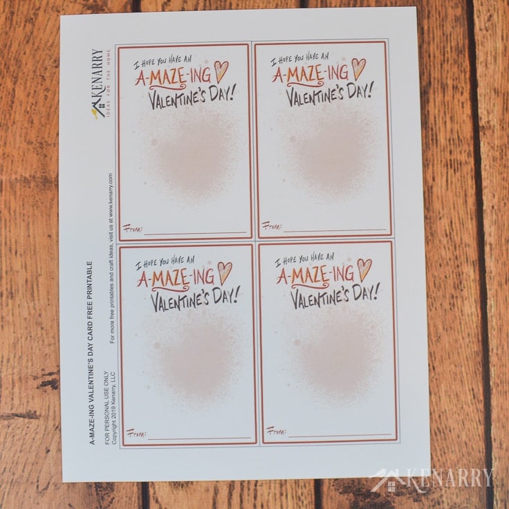 If your child loves games and puzzles, this kids Valentine's Day card will be perfect. Just download the free printable and attach a toy maze or labyrinth.