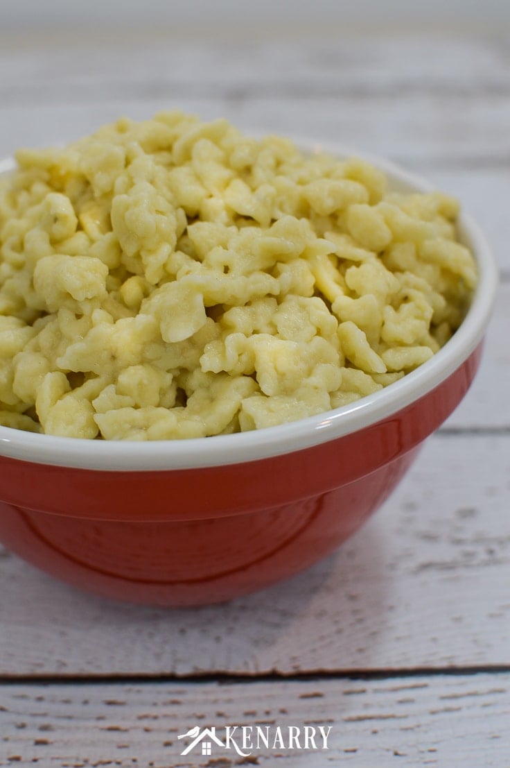 Traditional Bavarian style German egg noodles made with this easy spaetzle recipe. 