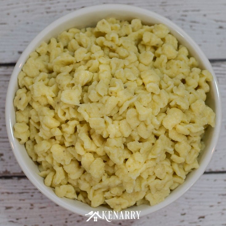 A bowl of traditional Bavarian style German egg noodles 
