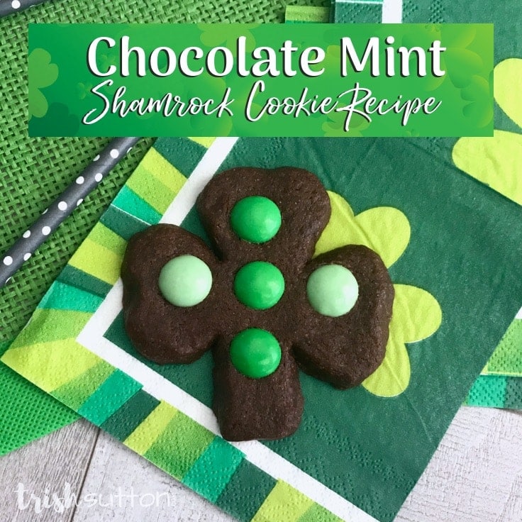 Create easy decorated Chocolate Mint Shamrock Cookies to celebrate St. Patrick's Day and the month of March with this fun and festive dessert recipe. #shamrock #baking #kenarry