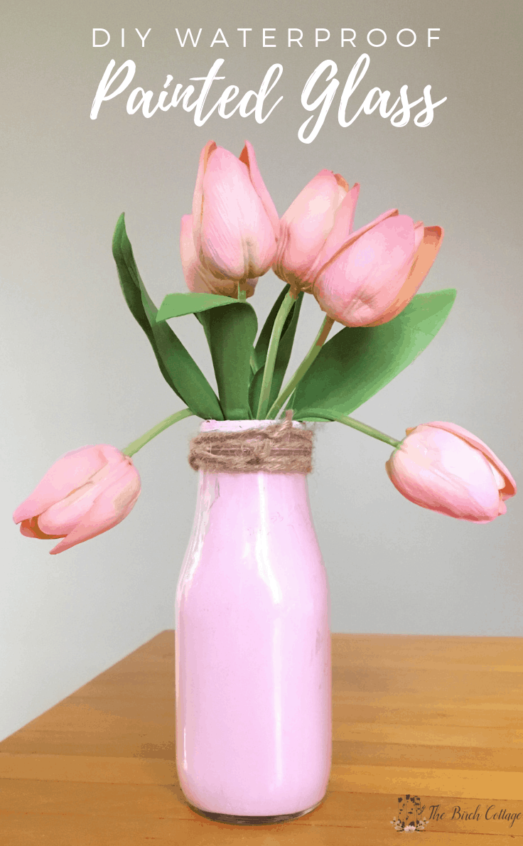 Learn how to make beautiful DIY waterproof painted glass vases, glassware, mason jars and bottles to compliment your home decor. It's an easy way to create faux milk glass from your thrifted or dollar store finds. #easycrafts #diydecor #kenarry