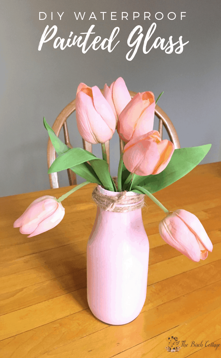Learn how to make beautiful DIY waterproof painted glass vases, glassware, mason jars and bottles to compliment your home decor. It's an easy way to create faux milk glass from your thrifted or dollar store finds. #crafts #budgetdecor #kenarry