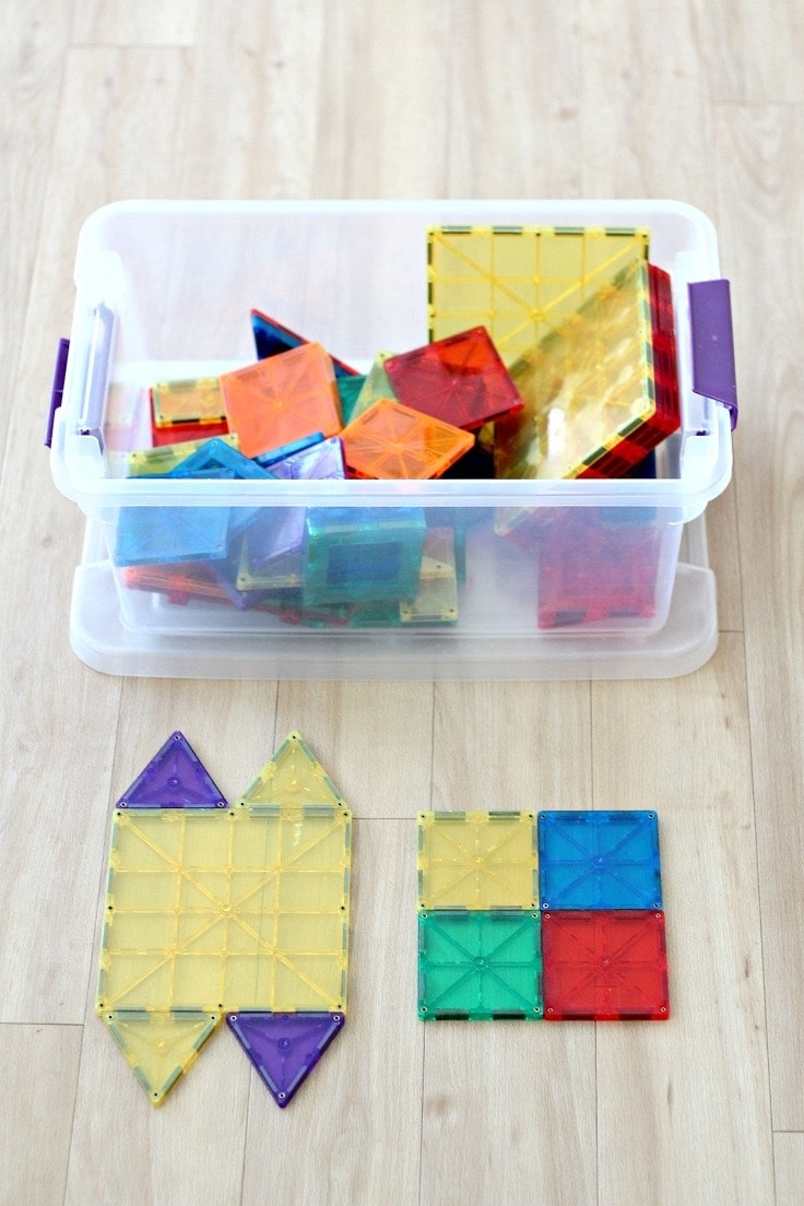 Learn how to teach pattern recognition by playing fun preschool pattern games and activities with magnetic tiles