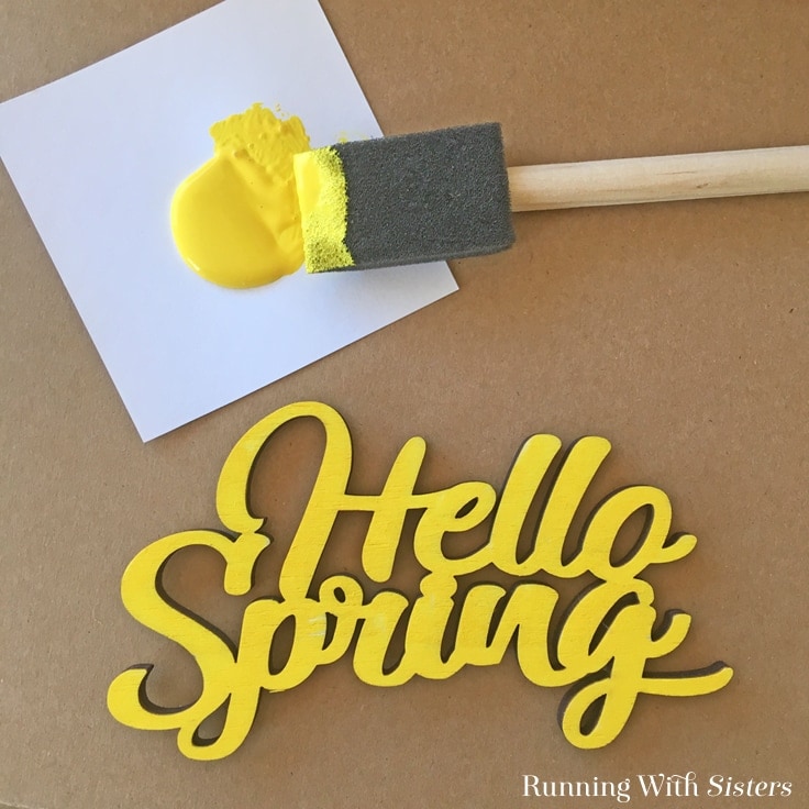 painted hello spring wood sign for front door wreath