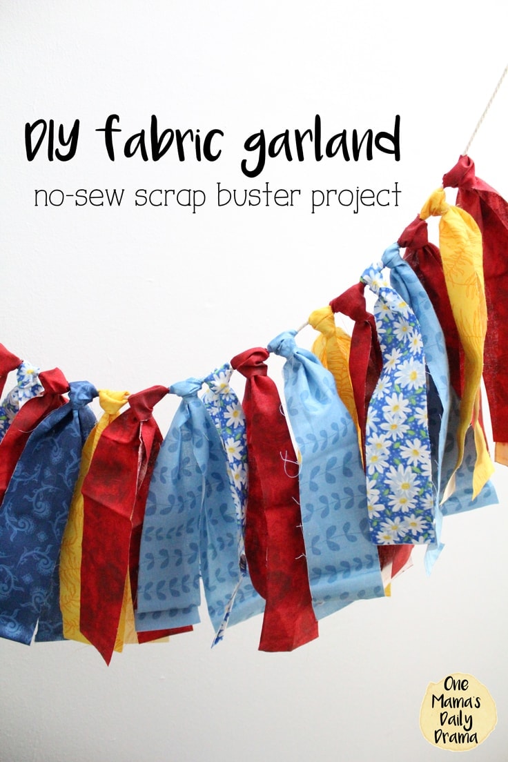 This DIY Fabric garland or banner is an easy craft project that uses up fabric scraps from your stash. You’ll want to learn how to make it for dressing up a nursery or bedroom, decorating for a party, or just to swap out your color scheme for Christmas or any other season. #easycrafts #garland #kenarry