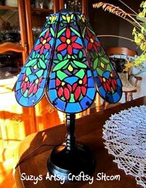 How to create a faux tiffany lamp with just paint and glue!