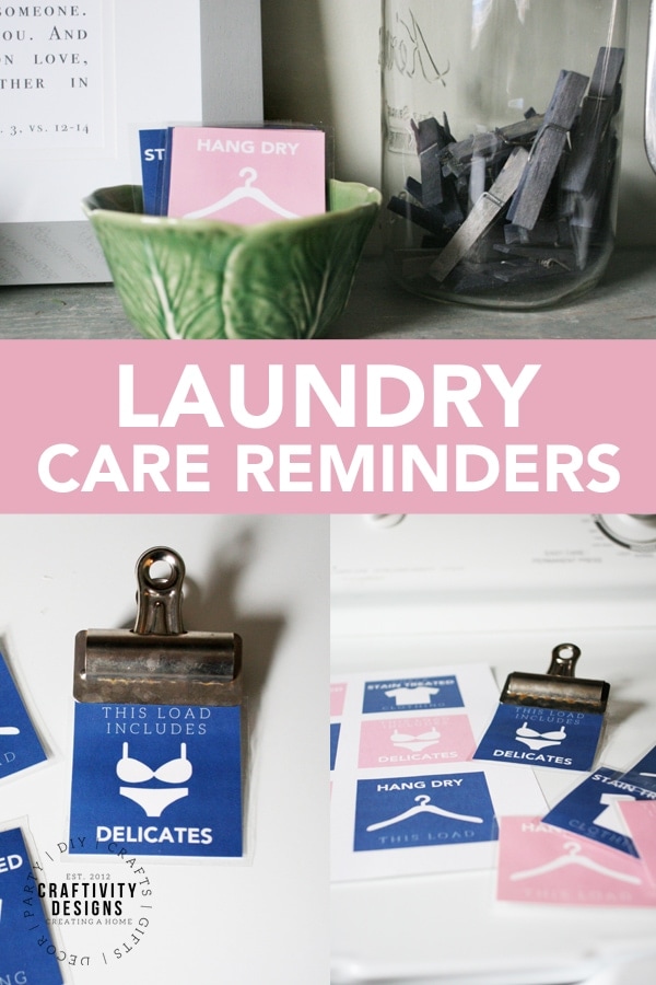 Print a free set of laundry care reminders for the washer. You won't accidentally toss delicates or stain-treated clothing in the dryer with these printables, again! #freeprintables #laundry #kenarry