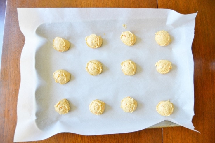 carrot cake cookie recipe - the raw cookie dough on a cookie sheet