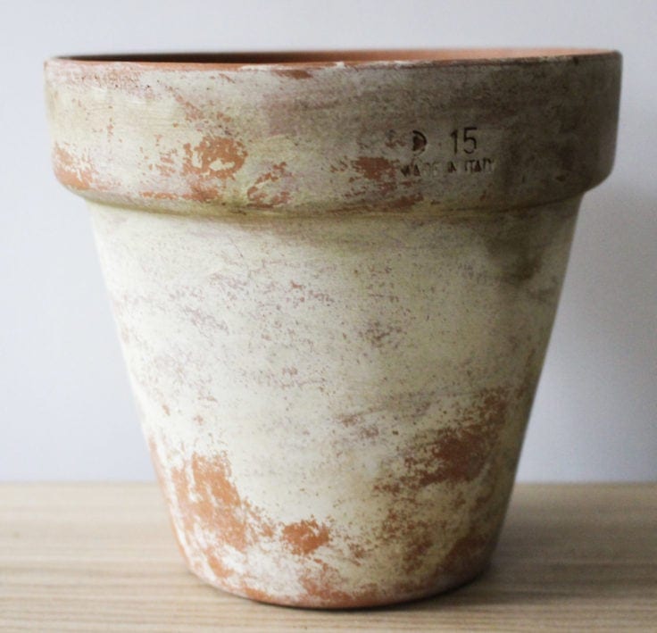finished distressed clay pot
