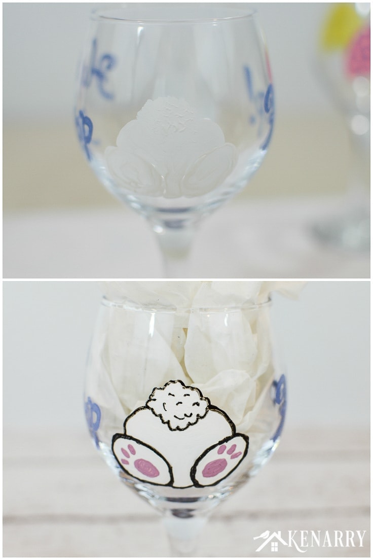 Looking for a fun Easter craft idea? Learn how to make hand painted wine glasses. This DIY stemware is a beautiful way to decorate your Easter dinner table.