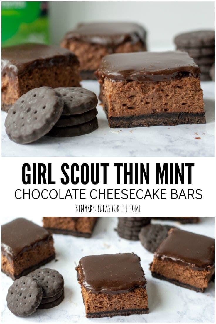 Looking for easy leftover Girl Scout cookie recipes? These delicious Chocolate Cheesecake Thin Mint Dessert Bars are exactly the sweet treat you need!