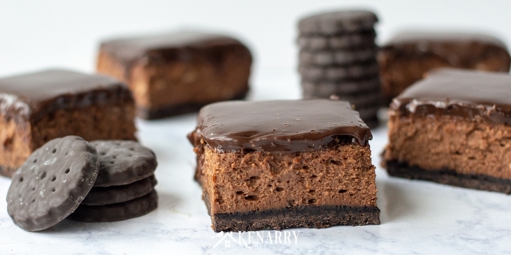 Looking for easy leftover Girl Scout cookie recipes? These delicious Chocolate Cheesecake Thin Mint Dessert Bars are exactly the sweet treat you need!